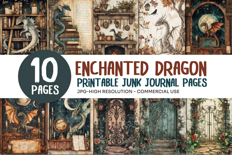 Enchanted Dragon Junk Journal Pages