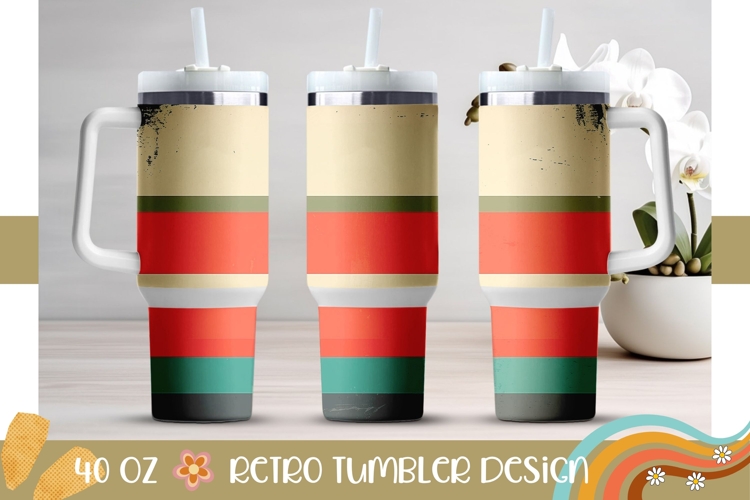 Retro Stripes Tumbler Wrap, Retro 40 Oz Tumbler Sublimation