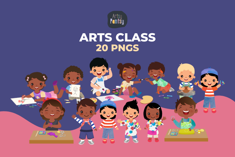 Painting Kids Clipart Bundle