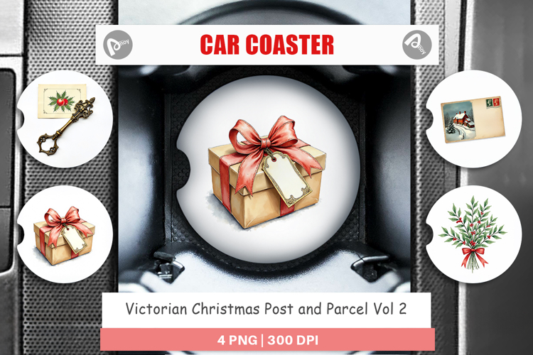 Victorian Christmas Post Car Coaster