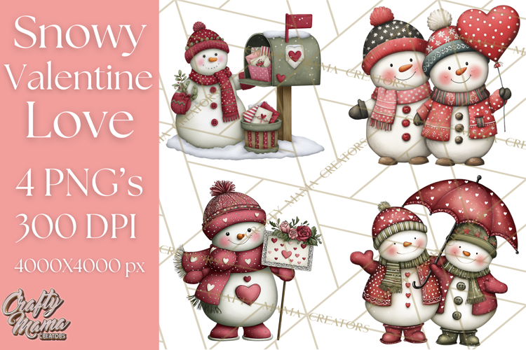 Valentine Snowman Clipart PNG