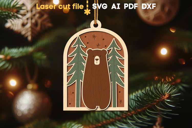 Bear Christmas Tree Toy SVG laser cut file for Glowforge