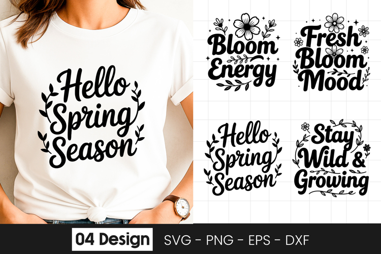 Hello Spring Season Floral SVG PNG