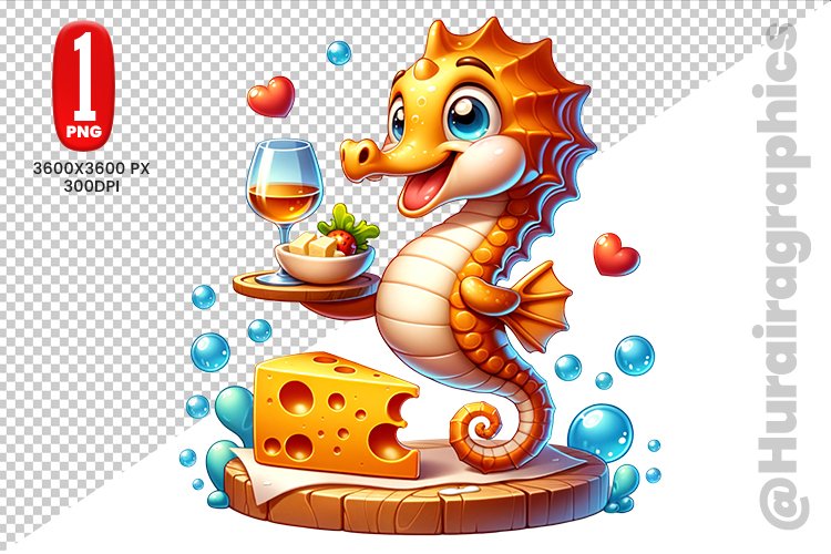 Cute Sea Horse Clipart - PNG File