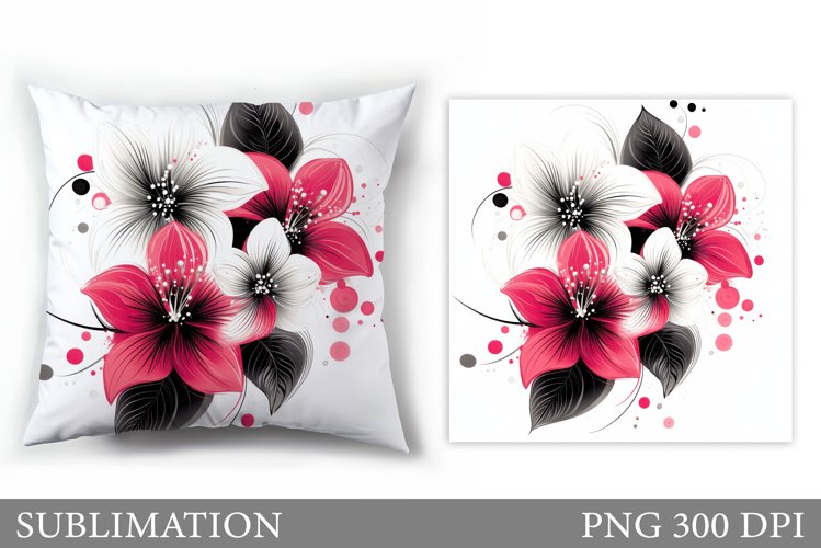 Flowers Sublimation. Wildflowers Pillow Sublimation example image 1