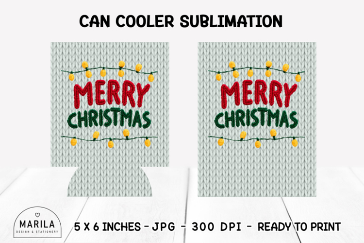 Merry Christmas Can Cooler Wrap | 12oz Sublimation #18