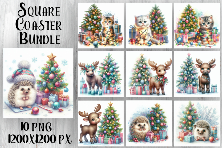 Funny Christmas Coaster Design | animal Square Coaster