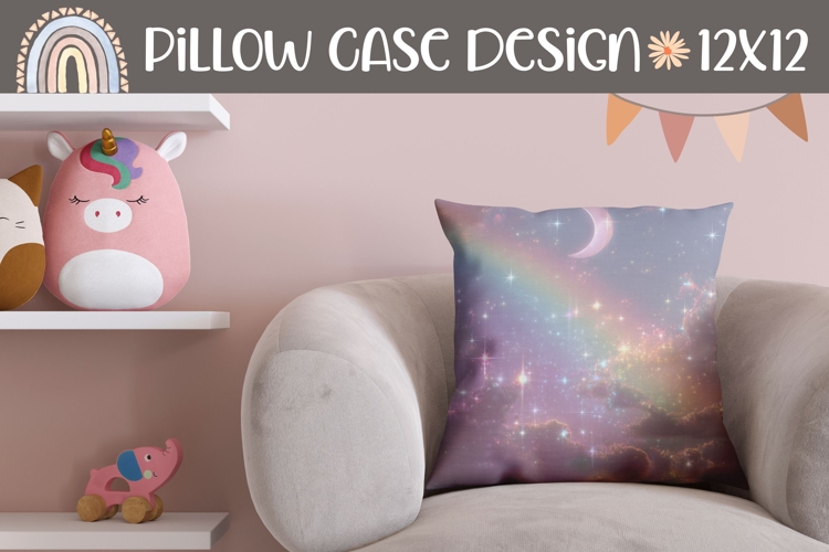 Glitter Sky Pillow Sublimation, Rainbow Pillow Template