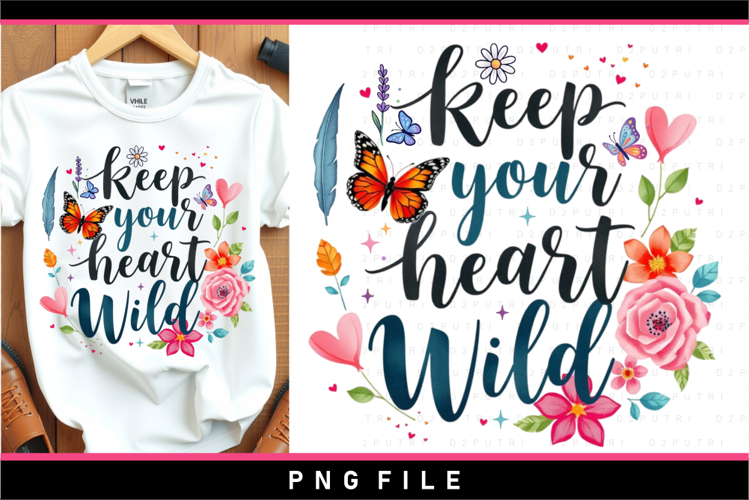 Keep your heart wild, Inspirational sublimation designs