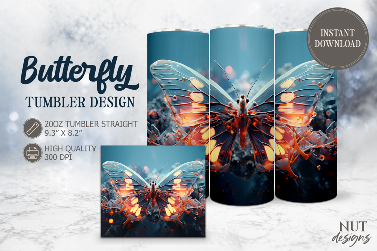 Glowing Butterfly Tumbler wrap luminous fantasy butterfly