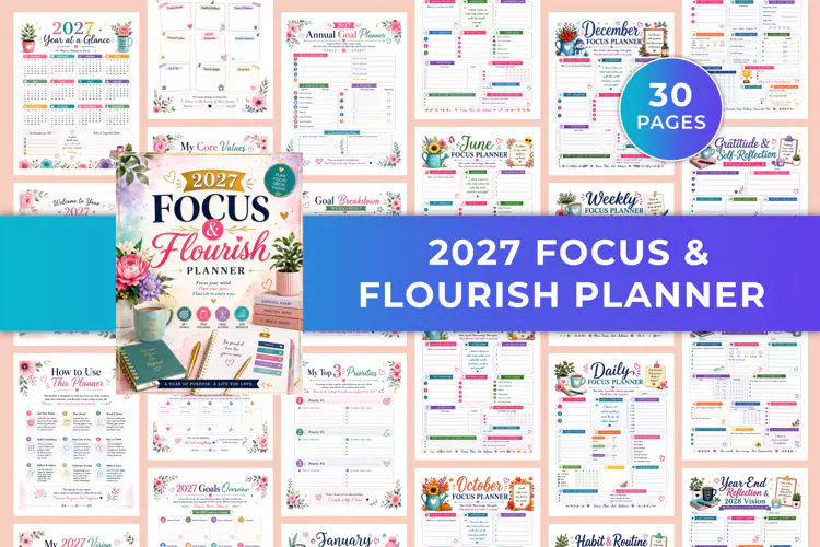 2027 Focus & Flourish Planner Kdp interiors