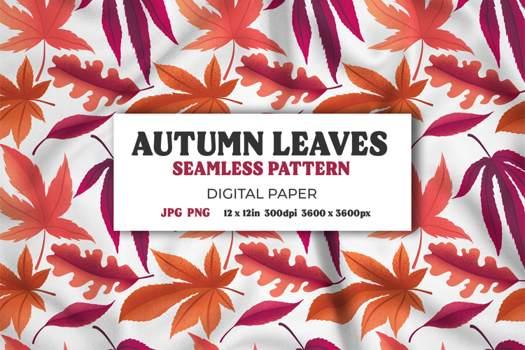 Autumn Leaves Digital Paper Fall Seamless Pattern Background