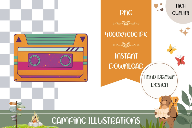 Hand Drawn Audio Tape Illustration, Cartoon Audio Tape PNG