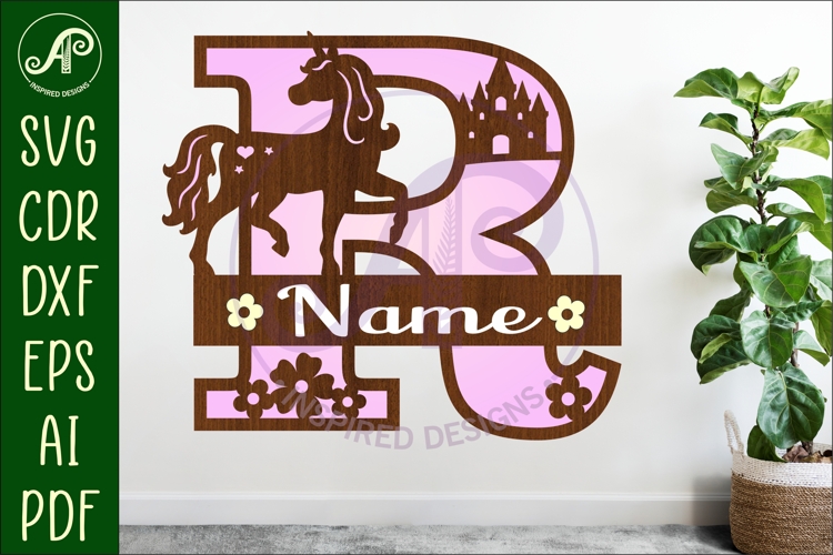 Unicorn Capital Monogram Letter name sign R SVG