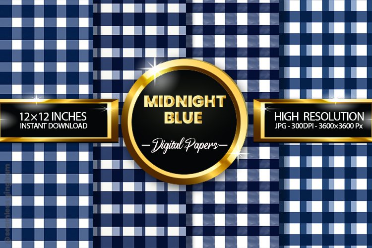 Midnight Blue Gingham Digital Papers 04 Variations