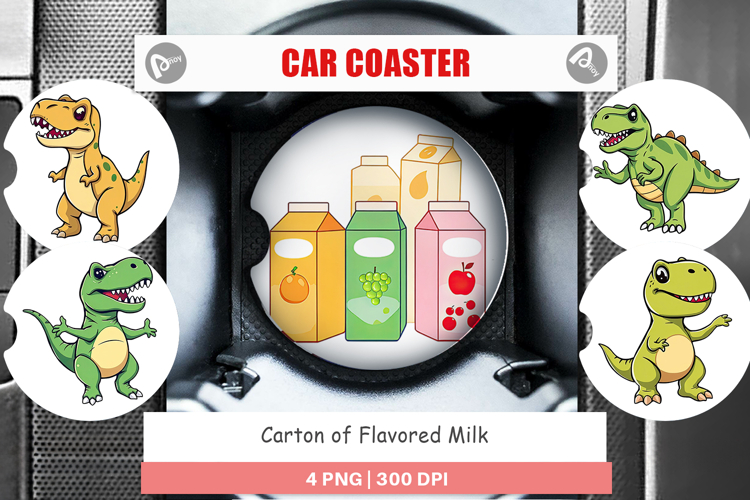 Car Coaster Flavored Milk Carton example image 1
