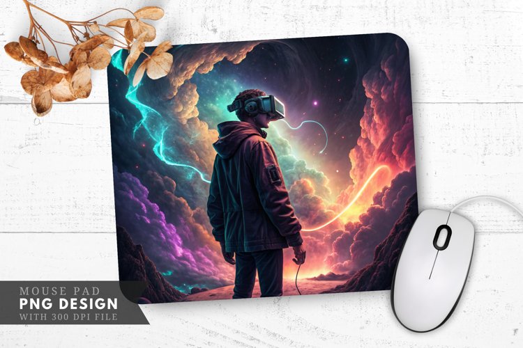 Immersive VR Gaming in a Nebula Dreamscape Mouse Pad PNG