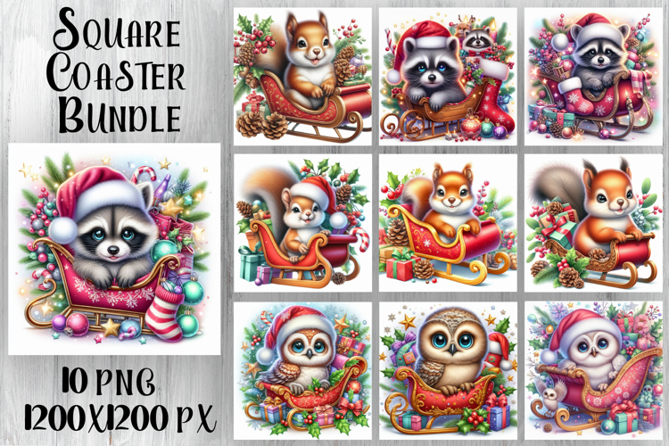 Funny Christmas Coaster Design | animal Square Coaster