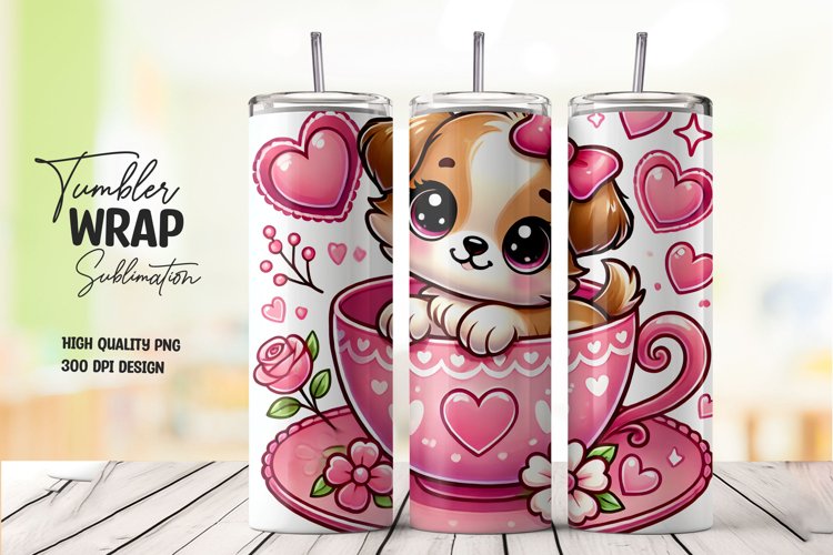 Cute dog tumbler wrap sublimation png