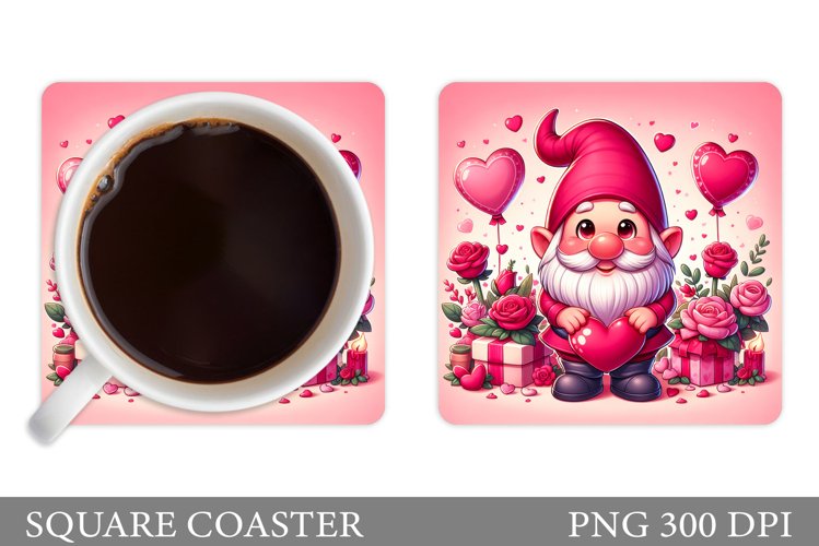 Valentines Gnome Coaster. Valentines Coaster Sublimation