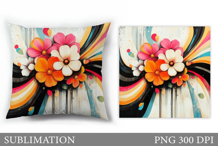 Flowers Sublimation. Wildflowers Pillow Sublimation example image 1