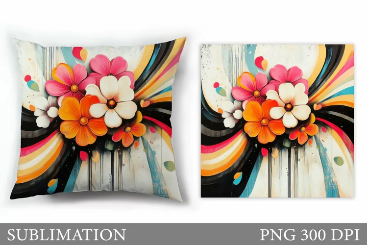 Flowers Sublimation. Wildflowers Pillow Sublimation