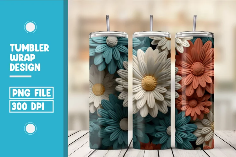 3d flower tumbler wrap sublimation