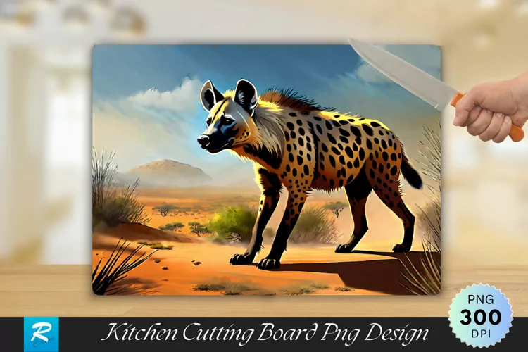 Hyena Background Cutting Board Sublimation Design