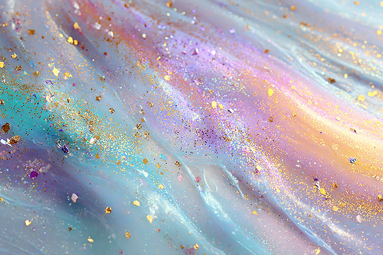 Colorful gold glitter and iridescent hues