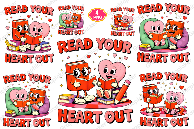 Read Your Heart Out PNG, Valentine Bookish PNG, Funny Book