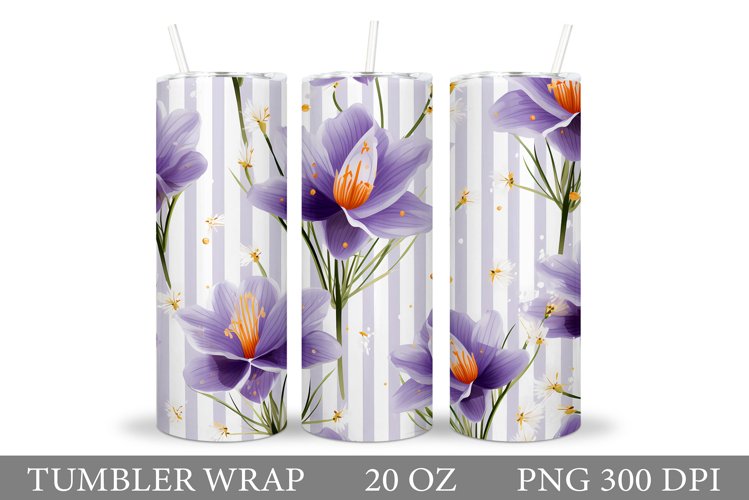 Crocus Tumbler Design. Spring Flowers Tumbler Sublimation