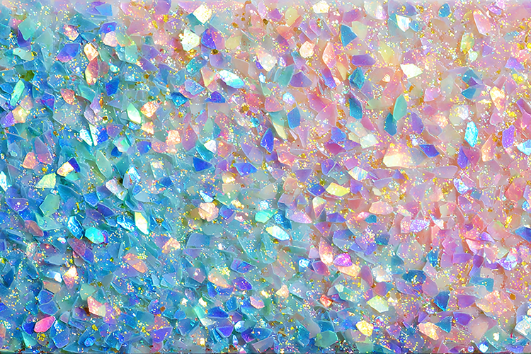 Crushed shimmer texture blue, pink, and purple hues