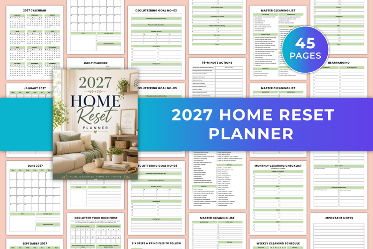 2027 Home Reset Planner | Decluttering, Cleaning & Home
