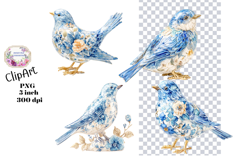 Blue, Bird, Ephemera, PNG, Junk Journal, clipart
