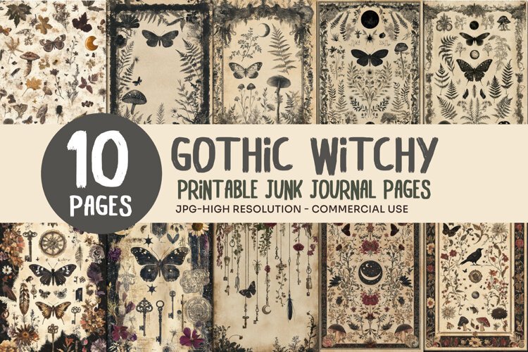 Dark Botanical Junk Journal Pages example image 1