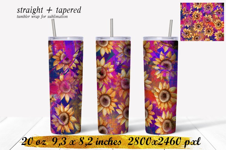 Sunflower Tumbler sublimation ,20 oz skinny tumbler example image 1