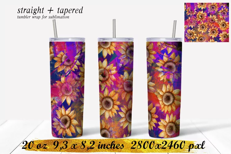 Sunflower Tumbler sublimation ,20 oz skinny tumbler