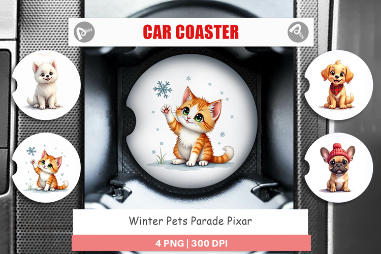 Winter Pets Parade Car Coaster