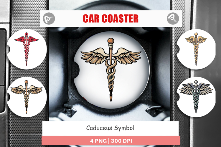 Car Coaster Medical Caduceus