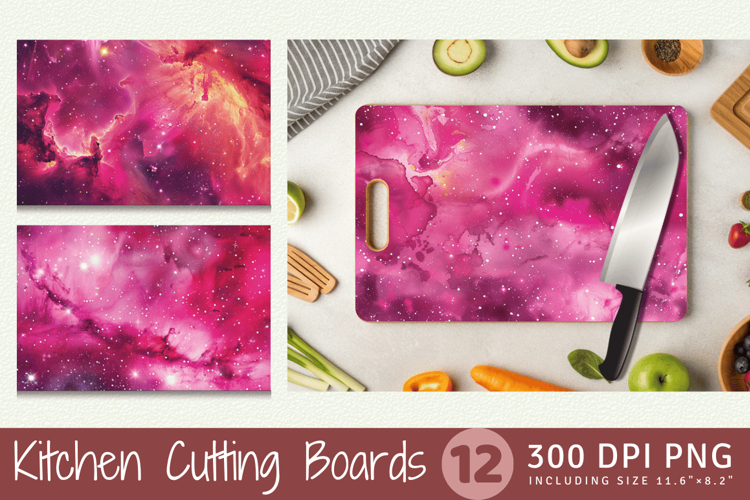 Hot Pink Galaxy Cutting Boards sublimation Design