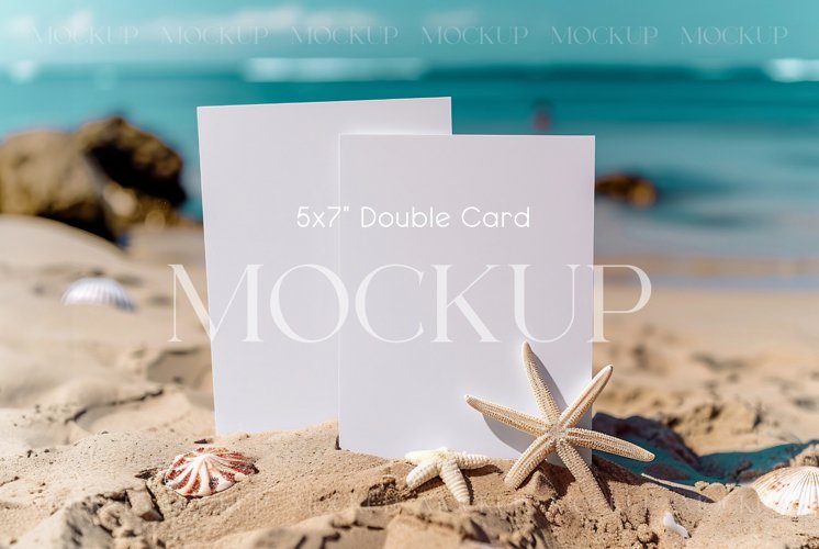 Double Card Mockup, Two White Cards Mockup example image 1