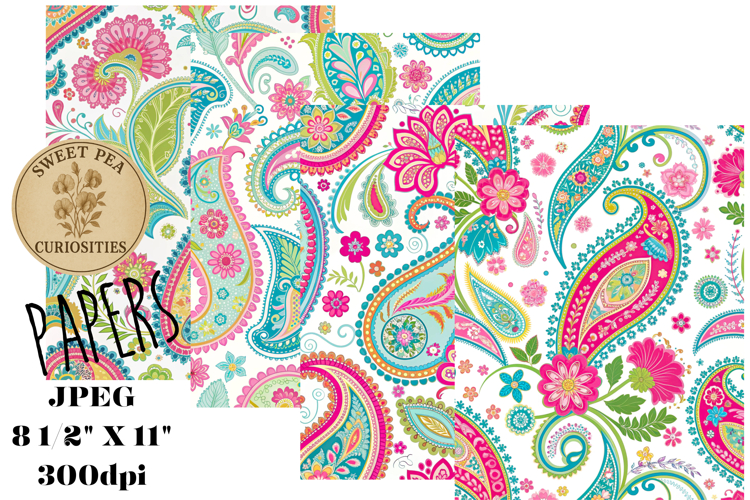 Shabby Chic, Paisley, Papers, Junk Journal