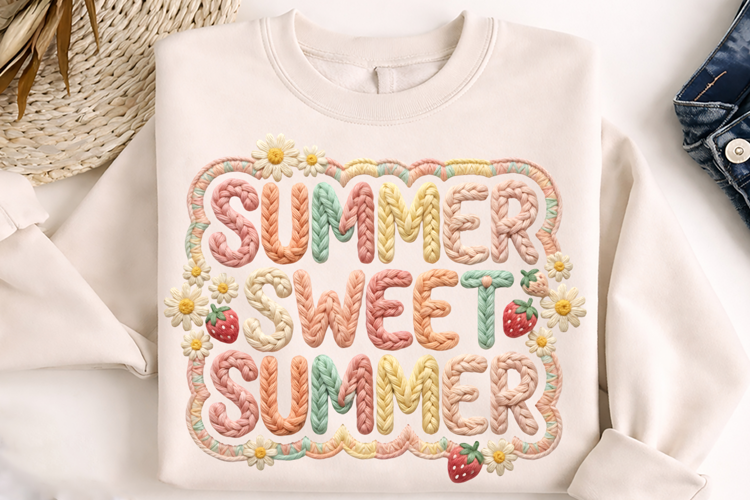 Summer Sweet Summer Retro Floral T-Shirt Sublimation Design