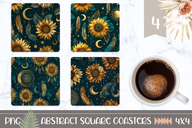 Sunflowers Square Coasters, Moon Square Coaster Designs