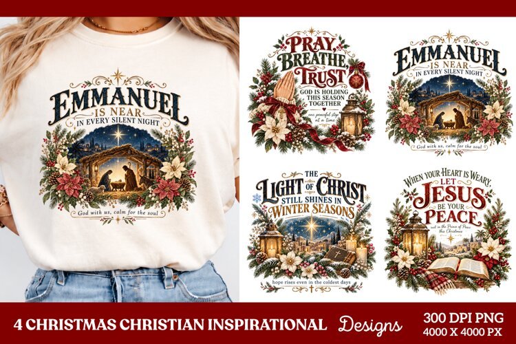 4 Christian Christmas PNG Designs, 4 Christian Inspirational example image 1