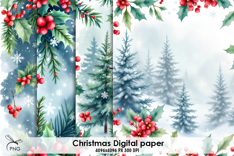 Christmas digital paper, background clipart