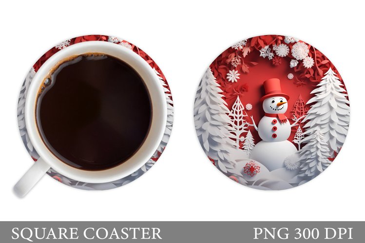 Snowman Coaster Sublimation. Snowman Round Coaster Design