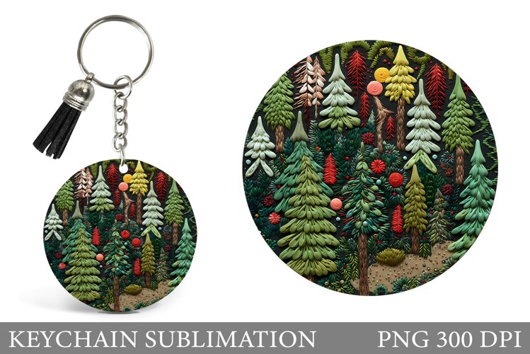 Christmas Tree Keychain. Forest Keychain Sublimation