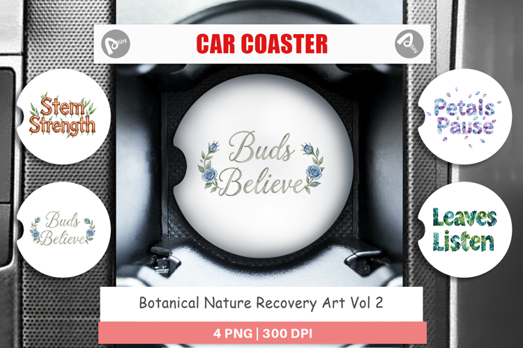 Botanical Nature Recovery Car Coaster