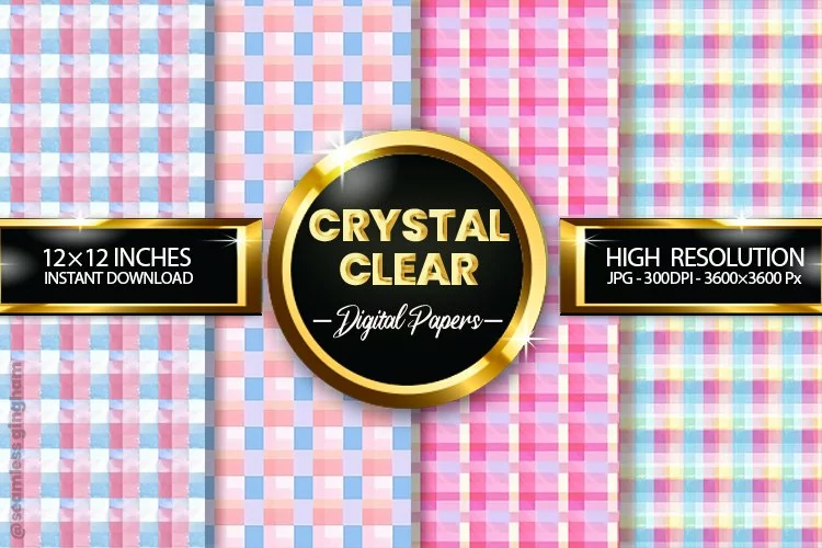 Crystal Clear Gingham Digital Papers 04 Variations